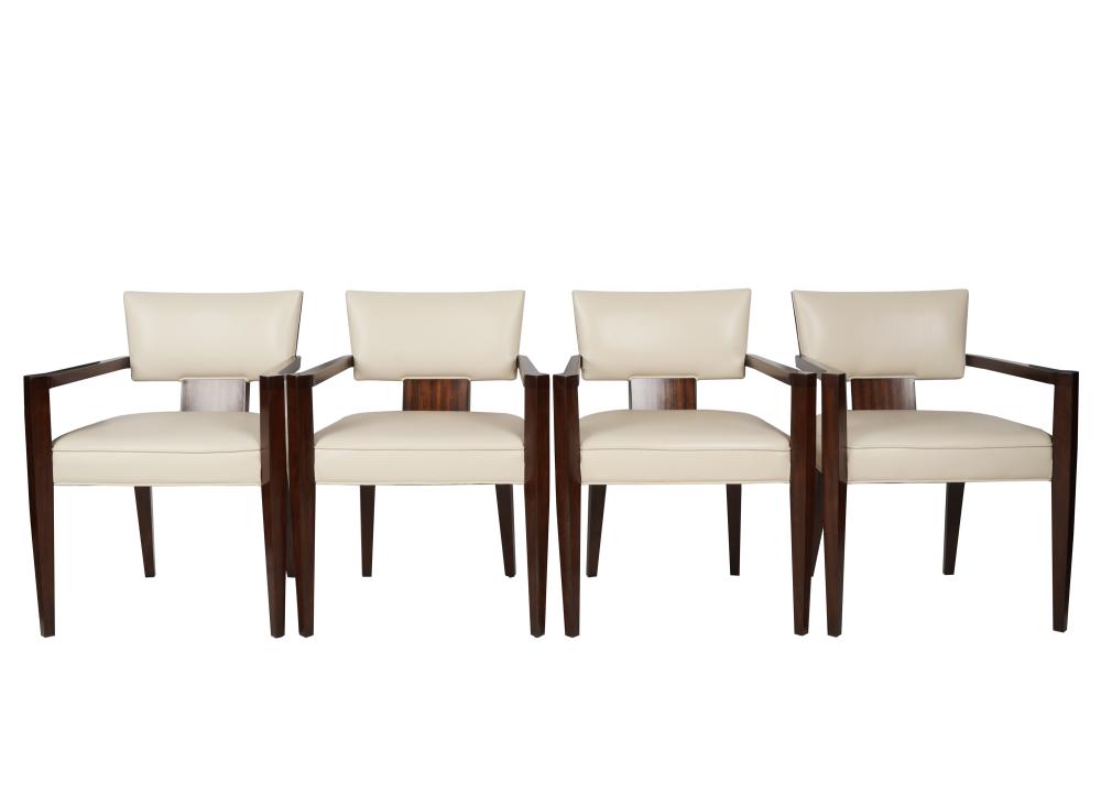 Appraisal: FOUR THEODORE ALEXANDER BROADWAY DINING CHAIRSwith manufacturer's paper tags leather