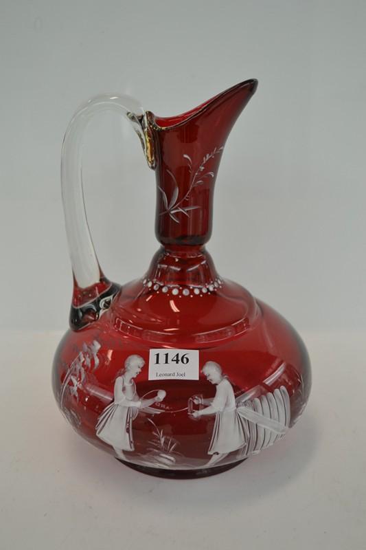 Appraisal: VICTORIAN RUBY MARY GREGORY ENAMELLED JUG