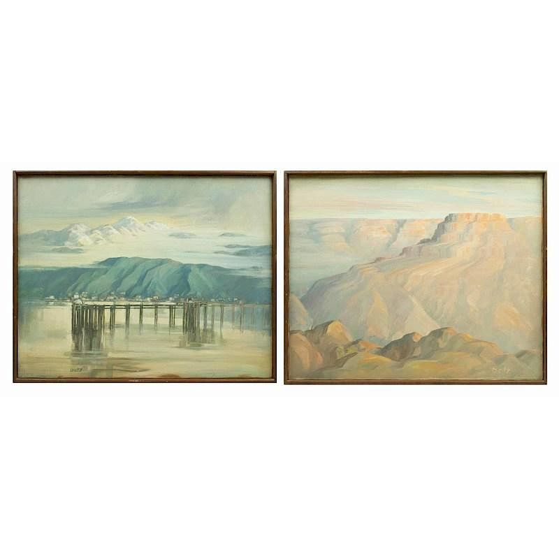 Appraisal: Two Landscape Paintings Lot of two oil on canvas landscape