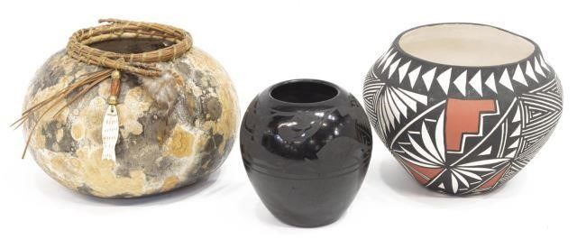 Appraisal: lot of Pueblo pottery and gourd pot including black on