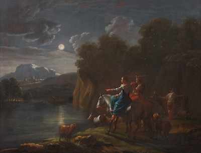 Appraisal: Continental School Anonymous Painting of a Night Scene Group of