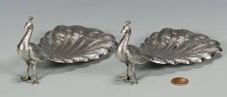 Appraisal: Pair Gorham Sterling Figural Peacocks Pair of Gorham sterling silver