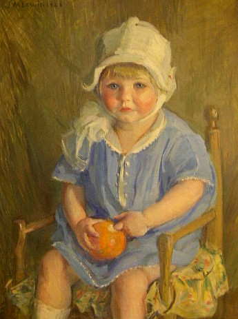 Appraisal: Josephine M Lewis - oil on canvas baby's portrait signed