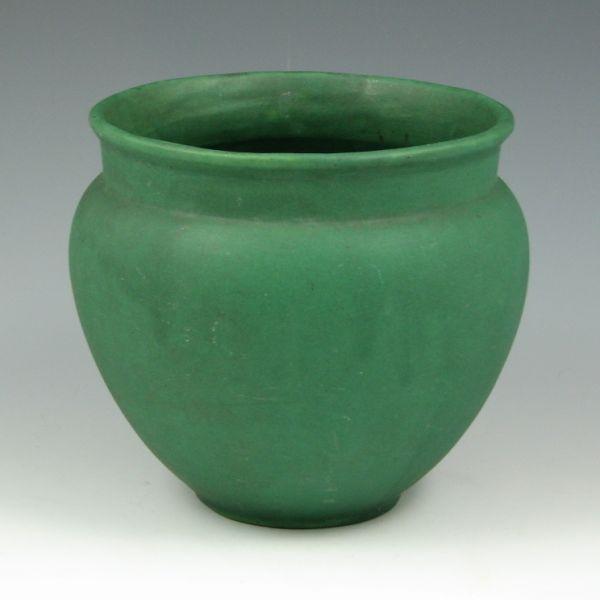 Appraisal: Roseville Opac Enamel jardiniere in Arts Crafts matte green A