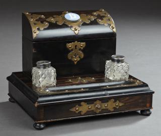 Appraisal: English Brass Mounted Rosewood Grained Desk Box c English Brass