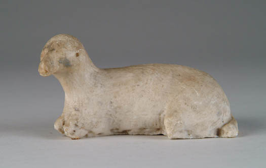 Appraisal: CARVED MARBLE SHEEP Carved sheep in lying position in white