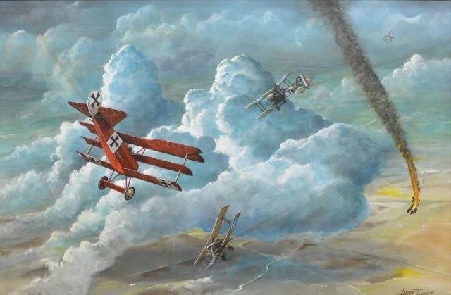 Appraisal: Framed oil on canvas painting Dogfight Above the Somme signed