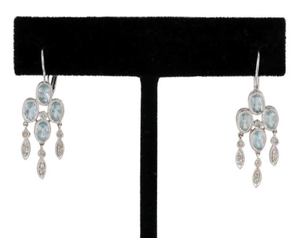 Appraisal: PR ESTATE KT WHITE GOLD AQUAMARINE EARRINGS pair Estate kt