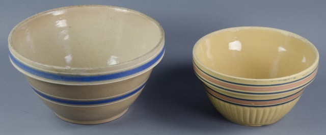 Appraisal: Yellow Ware Mixing BowlsTwo pieces including one bowl with blue