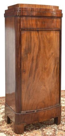 Appraisal: Danish flame mahogany cabinet th c having a stepped top