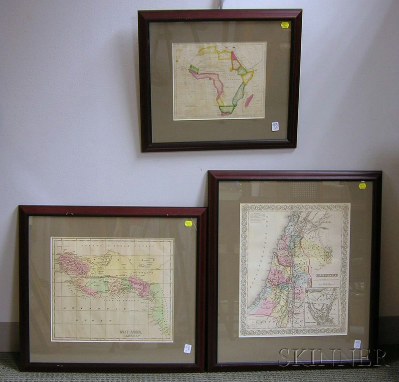 Appraisal: Five Miscellaneous Framed Maps th century including maps of Palestine