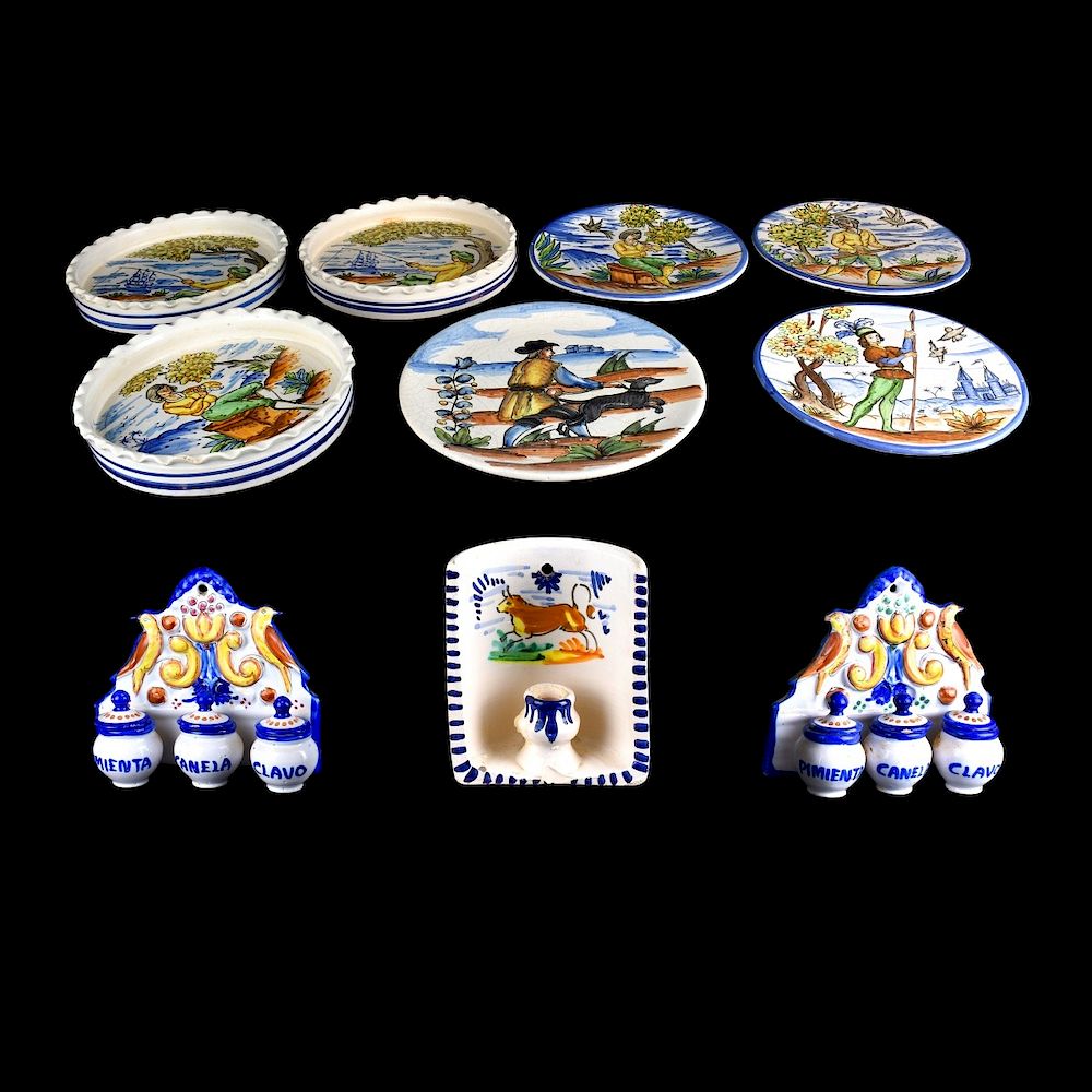 Appraisal: Grouping of Ten Spanish Faience Pottery Grouping of Ten Spanish