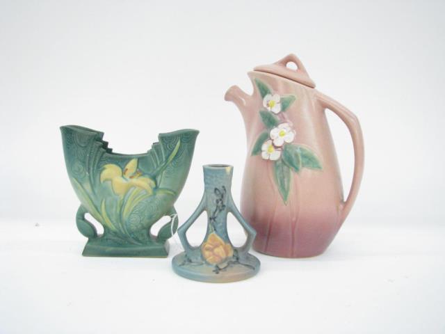 Appraisal: Group of Roseville pottery including pillow vase - in green