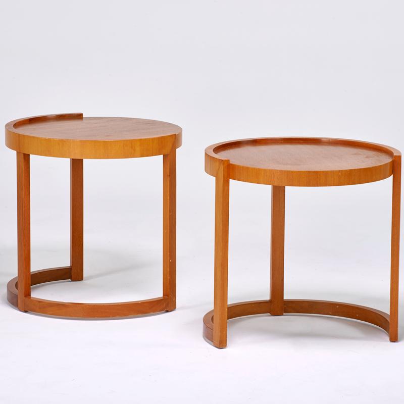 Appraisal: PAUL LASZLO BROWN SALTMAN Pair of mahogany occasional tables USA