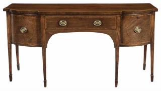 Appraisal: Hepplewhite Inlaid Mahogany Sideboard British th century banded top over