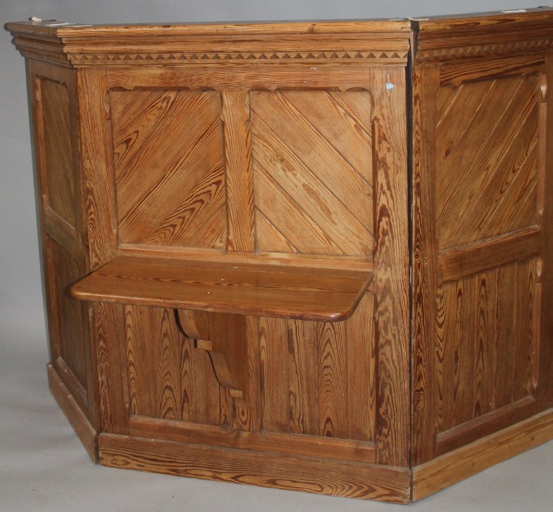 Appraisal: A thC stripped pine pulpit with three panelled sections with