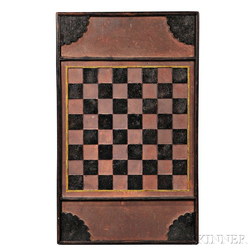 Appraisal: Carved and Painted Checkerboard America late th century the carved