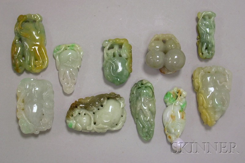 Appraisal: Ten Carved Jade Pendants and Other Items of various sizes