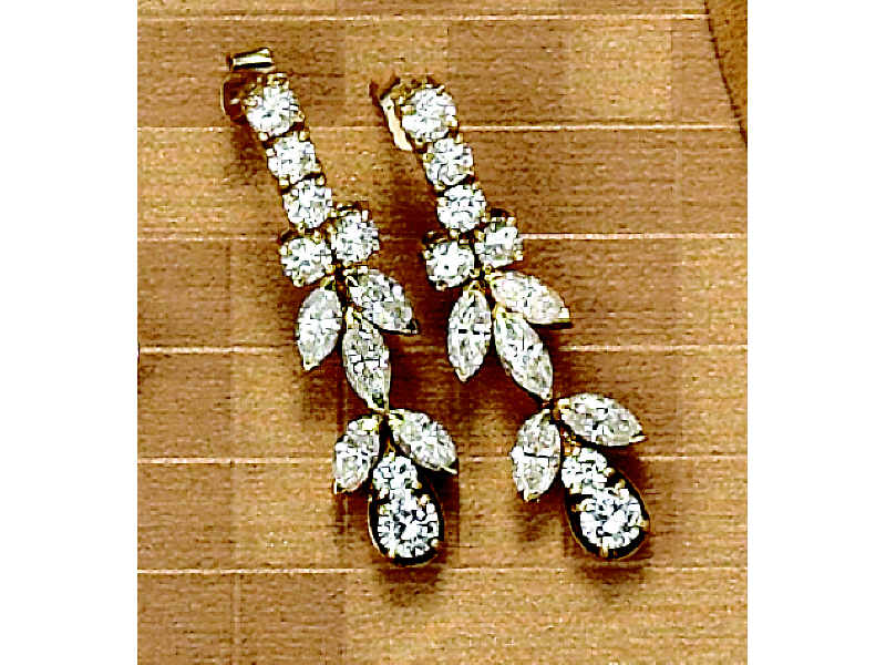 Appraisal: DIAMOND EARRINGS k yellow gold marquise and round diamond dangle