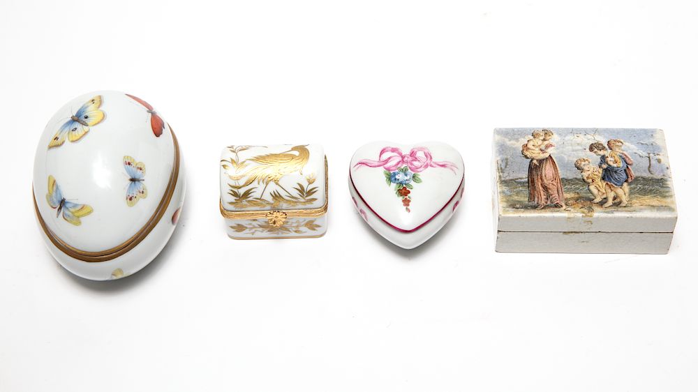 Appraisal: Limoges Porcelain Boxes Group of Limoges France porcelain boxes group