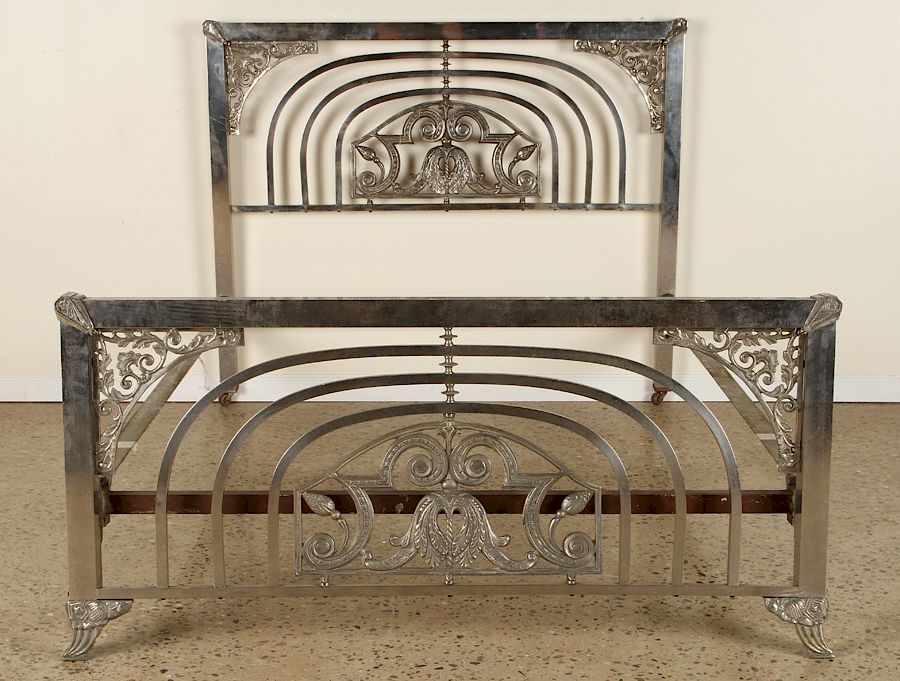 Appraisal: AN ART DECO CHROME BED CIRCA A full size Art