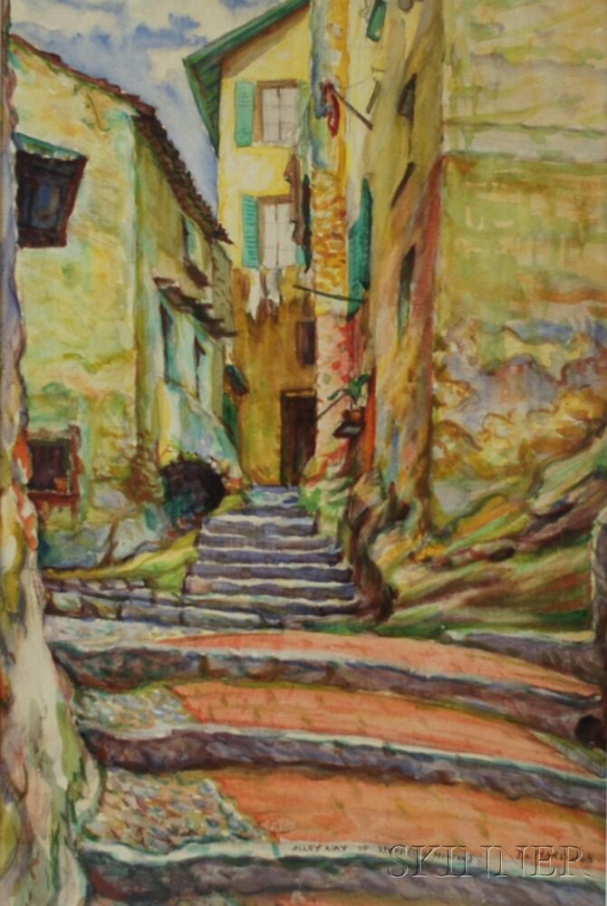 Appraisal: Joseph Margulies American - Alleyway of Steps Old Menton Titled