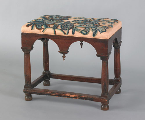 Appraisal: George I William Mary turned walnut bench early th c