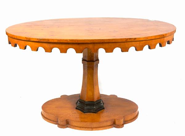 Appraisal: A Biedermeier style oval center table height in width ft