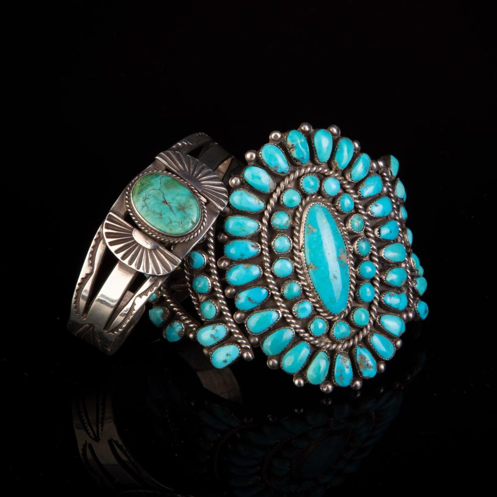 Appraisal: DIN NAVAJO ZUNI FRED HARVEY PAIR OF DIN NAVAJO SILVER