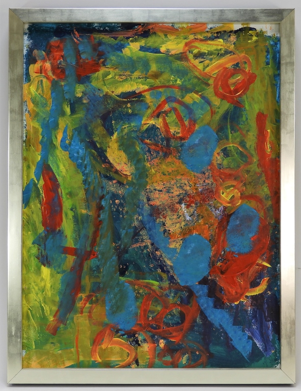 Appraisal: AMERICAN ABSTRACT EXPRESSIONIST VIBRANT PAINTING United States th CenturyEnergetic splashes