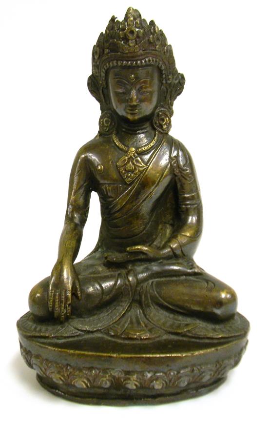 Appraisal: ASIAN th C Tibeto-Nepalese sculpture of seated Tara on attached