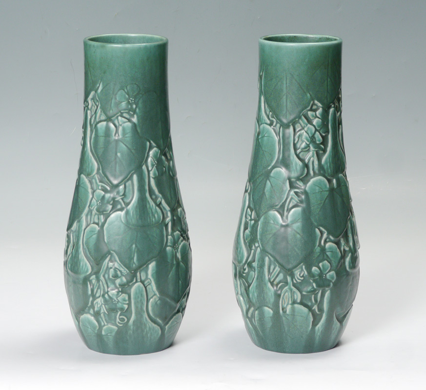 Appraisal: PR ROOKWOOD SHIRAYAMADANI POTTERY VASES Shape designed by Kataro Shirayamadani