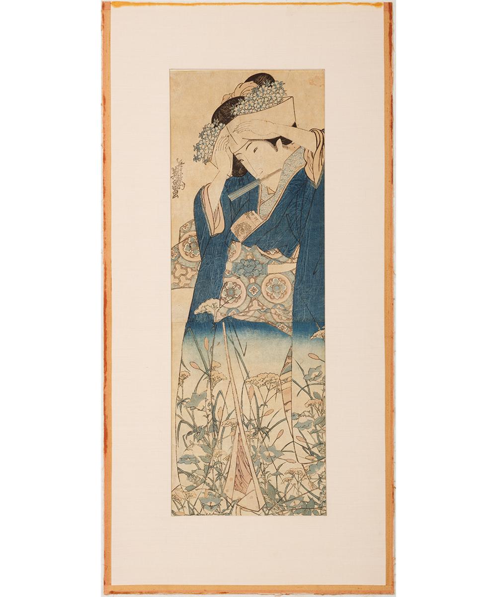 Appraisal: Keisai Eisen Japanese - Bijin Adjusting Her Headress vertical woodblock