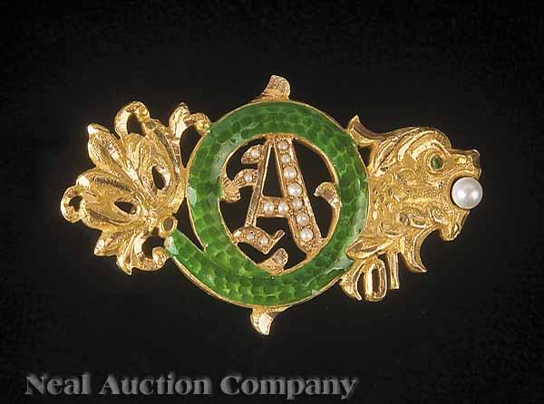 Appraisal: Mardi Gras Amphichyons gold krewe favor pin T Hausmann Son