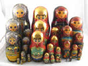 Appraisal: Three Russian Matrioska doll sets two with ten dolls one