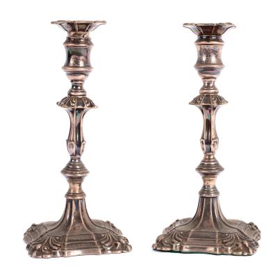 Appraisal: A pair of mid th Century style silver candlesticks S