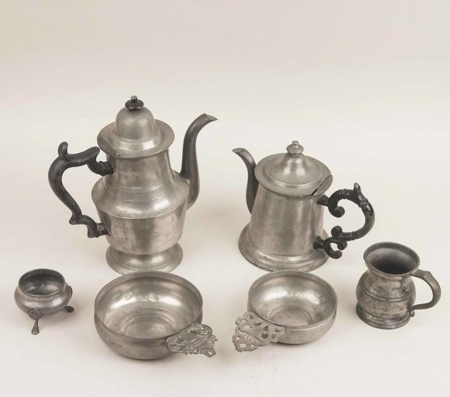 Appraisal: Assorted Pewter Items Lot of four pieces of antique pewter