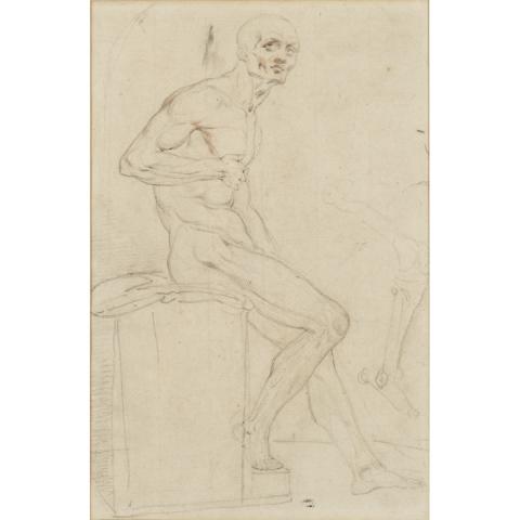 Appraisal: th Century French School STUDY OF A MALE NUDE SEATED