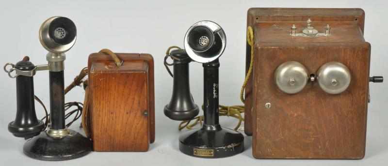 Appraisal: Lot of Manual Candlestick Telephones Circa Black brass and steel