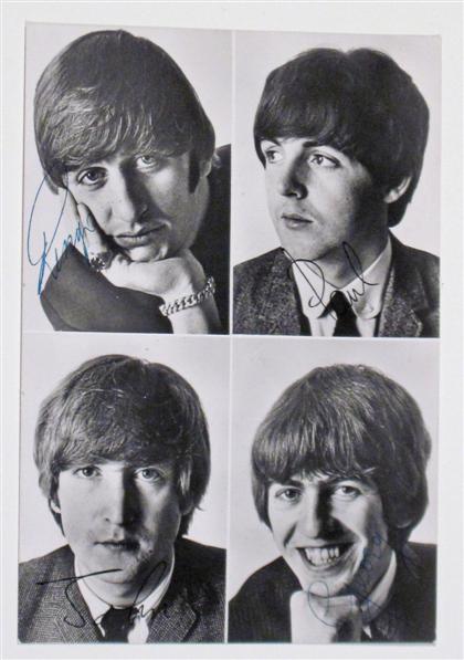 Appraisal: BEATLESA pair of Beatles Fan Club cards featuring facsimile signatures