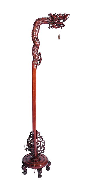 Appraisal: A Chinese hardwood lamp standardcirca the column extending to form