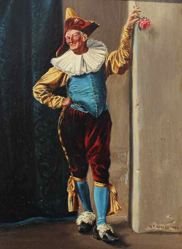 Appraisal: WARDEN William Francis American - Jester in Costume Dangling a