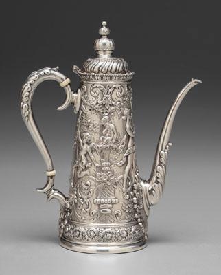 Appraisal: Tiffany Olympian sterling coffeepot lighthouse form with Renaissance style decoration