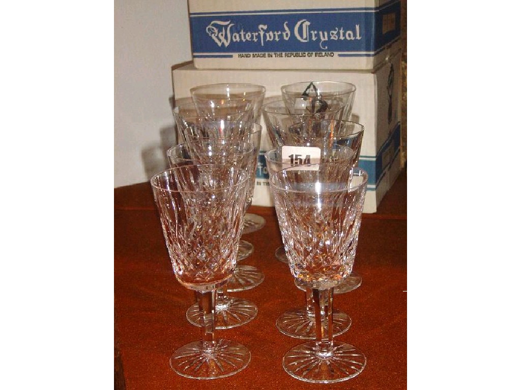 Appraisal: A boxed set of Waterford Crystal white wine glasses marked