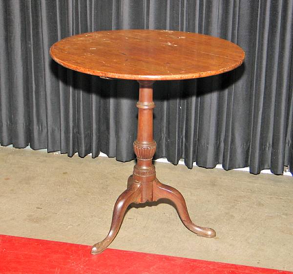 Appraisal: A George III mahogany tilt top table restorations replacements age