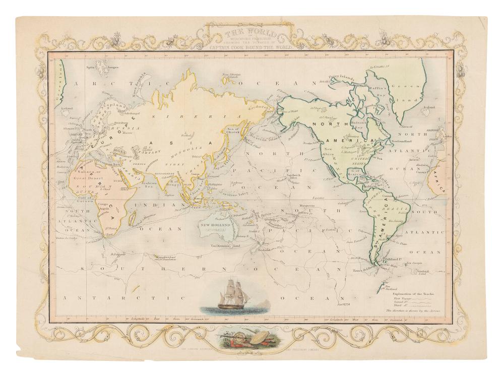 Appraisal: MAP THE WORLD ON MERCATOR'S PROJECTION SHEWING THE VOYAGE OF