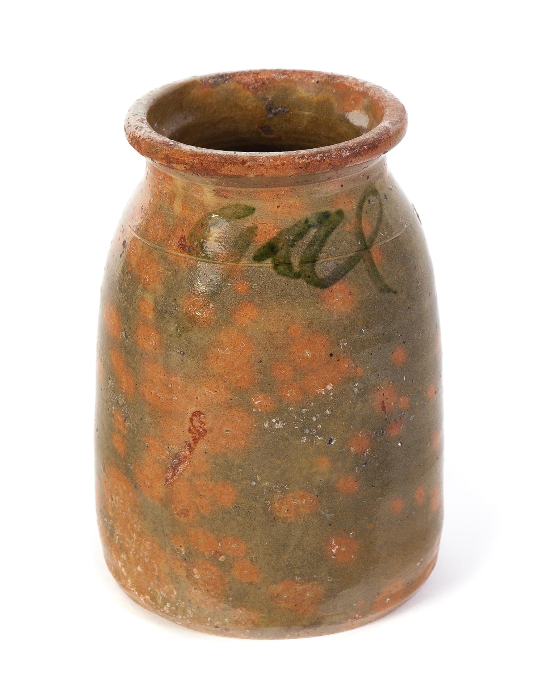 Appraisal: GALENA POTTERY CANNING JAR Illinois nd half- th century Green