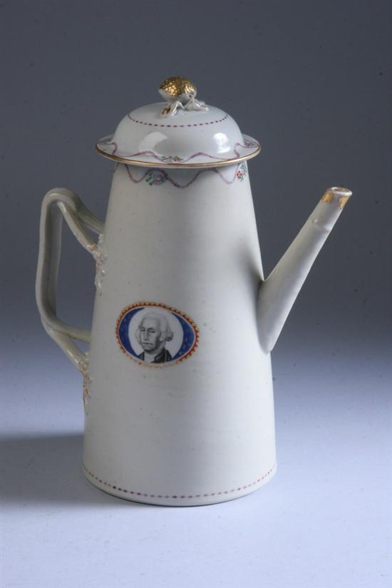 Appraisal: CHINESE EXPORT FAMILLE ROSE PORCELAIN COFFEE POT MADE FOR THE