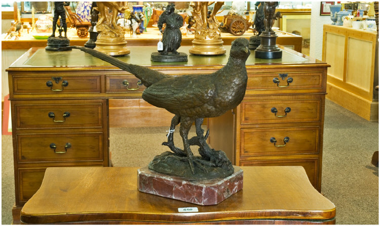 Appraisal: Bronze Figure Of A Pheasant Height Inches Length Inches