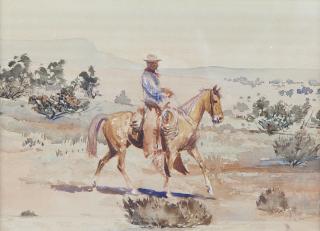 Appraisal: Palomino Horseman by Edward Borein Edward Borein - watercolor on